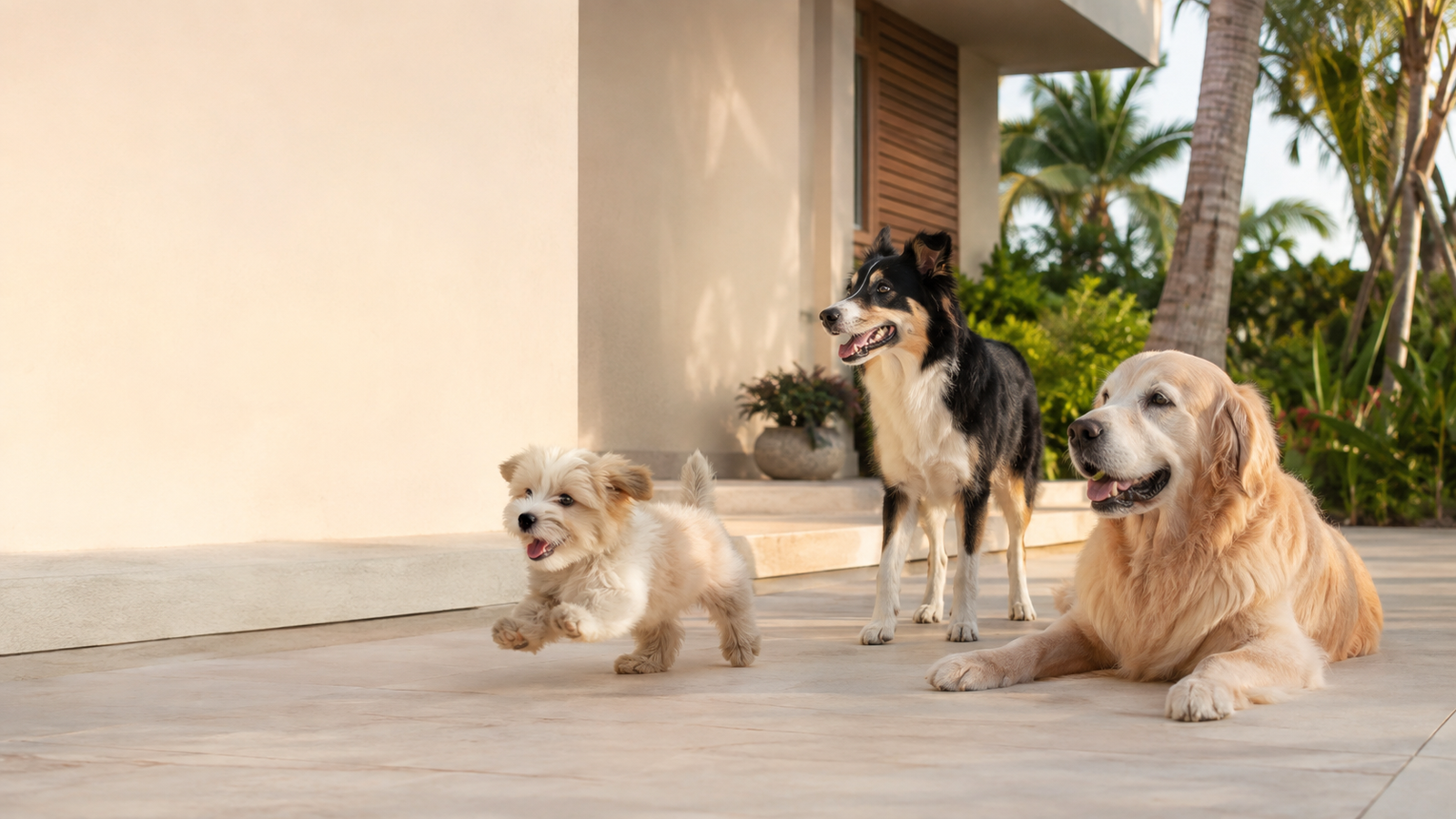 Perros de diferentes edades y tamaños compartiendo un estilo de vida saludable